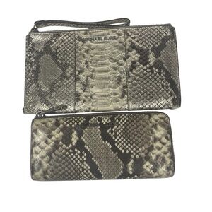 Michael Kors Python Snake Wristlet + Continental Zip Wallet Jet Set Brown Tan